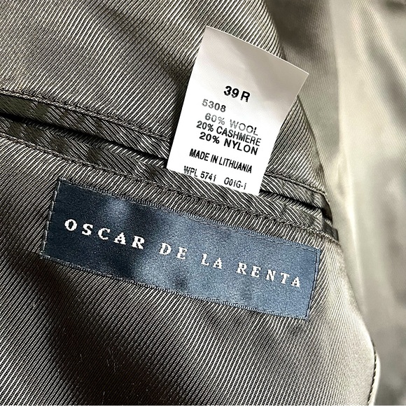 OSCAR DE LA RENTA Men’s Cashmere Wool Blend Blazer Size 39R Brown Designer - Picture 7 of 8